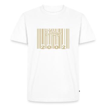 vintage 2002 Code barre 2002: Année 2025. - T-shirt Premium bio Homme - blanc - Devant - Nico (187cm)