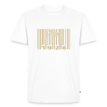 Vintage 1928 Barcode 1928: Year 2025. - Men's Premium Organic T-Shirt - white - Front - Nico (187cm)