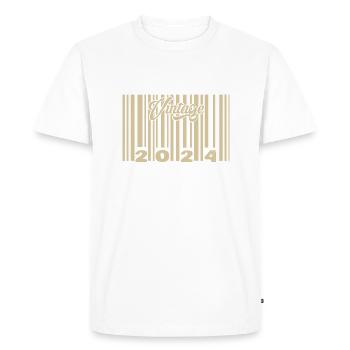 vintage 2024 Barcode 2024: Year 2025. - Men's Premium Organic T-Shirt - white - Front - Nico (187cm)