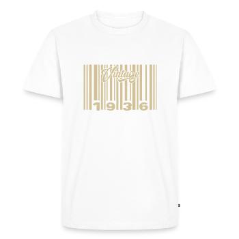vintage 1936 Code barre 1936: Année 2025. - T-shirt Premium bio Homme - blanc - Devant - Nico (187cm)