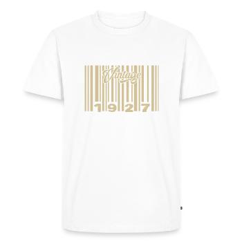Vintage 1927 Barcode 1927: Year 2025. - Men's Premium Organic T-Shirt - white - Front - Nico (187cm)