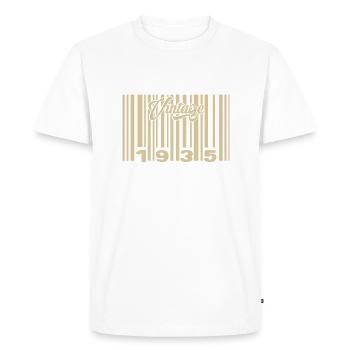 Vintage 1935 Barcode 1935: Year 2025. - Men's Premium Organic T-Shirt - white - Front - Nico (187cm)