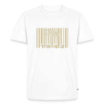 Vintage 1942 Barcode 1942: Year 2025. - Men's Premium Organic T-Shirt - white - Front - Nico (187cm)