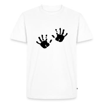 kinderhande - Men's Premium Organic T-Shirt - white - Front - Nico (187cm)