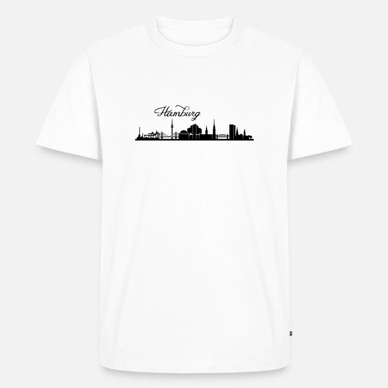 Hamburger Skyline - Männer Premium Bio T-Shirt - Weiß