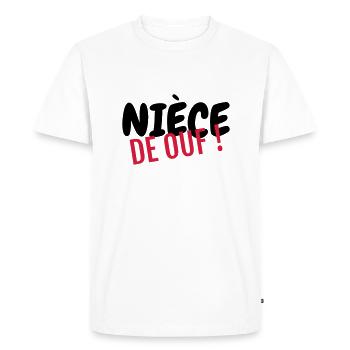Nièce / Neveu / Oncle / Tante - T-shirt Premium bio Homme - blanc - Devant - Nico (187cm)