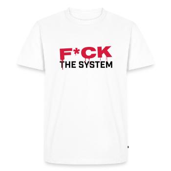 FUCK THE SYSTEM - Männer Premium Bio T-Shirt - Weiß - Vorne - Nico (187cm)