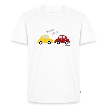 Kleines Auto Brumm I Design by Baddeldaddel - Männer Premium Bio T-Shirt - Weiß - Vorne - Nico (187cm)