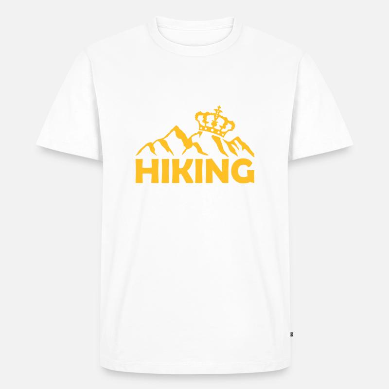 Logo Hiking Krone Berge - Männer Premium Bio T-Shirt - Weiß