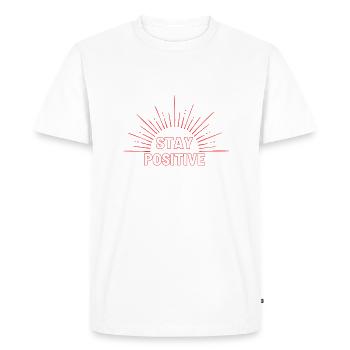 Restez positif en rouge - T-shirt Premium bio Homme - blanc - Devant - Nico (187cm)