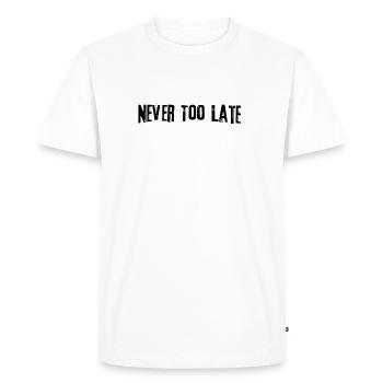 Never to late - Men's Premium Organic T-Shirt - white - Front - Nico (187cm)
