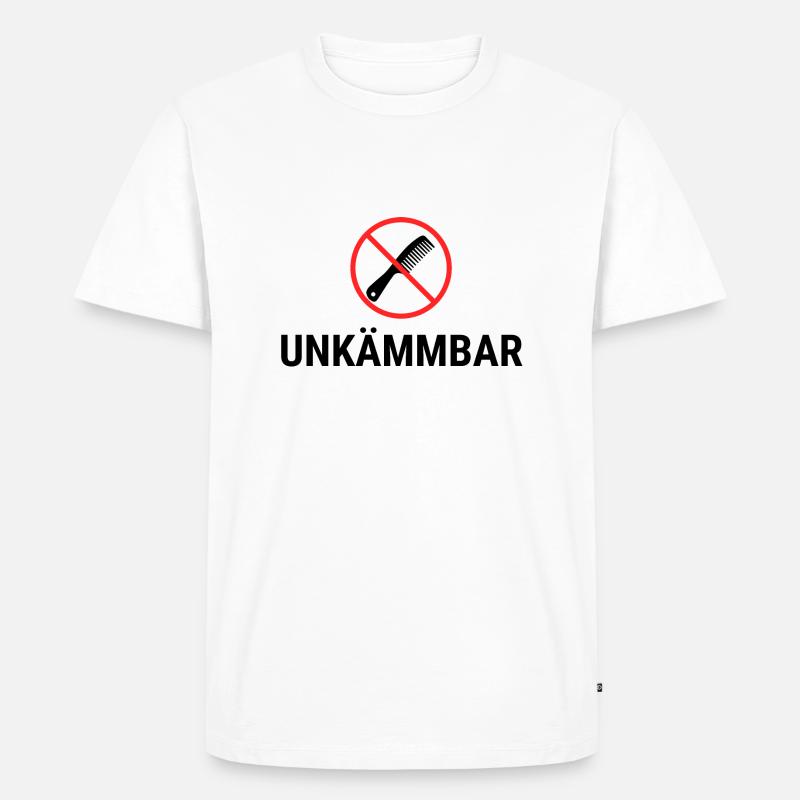 unkämmbar, kamm durchgestrichen - Männer Premium Bio T-Shirt - Weiß