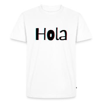 Hola – Salutation espagnole amicale avec chaleur - T-shirt Premium bio Homme - blanc - Devant - Nico (187cm)
