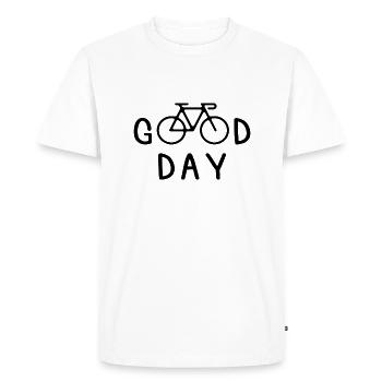 Vélo Disant Cadeau Bonne Journée - T-shirt Premium bio Homme - blanc - Devant - Nico (187cm)