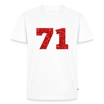 71 Red Glitter - 71 Birthday - Men's Premium Organic T-Shirt - white - Front - Nico (187cm)