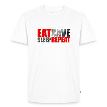 Manger dormir rave répéter nourriture sommeil corbeau disant - T-shirt Premium bio Homme - blanc - Devant - Nico (187cm)