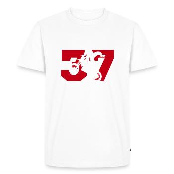 Moto 37 motard - T-shirt Premium bio Homme - blanc - Devant - Nico (187cm)