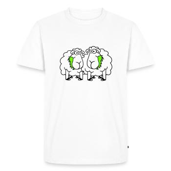 Deux moutons mangent de l’herbe 2 amis Équipe affamée - T-shirt Premium bio Homme - blanc - Devant - Nico (187cm)