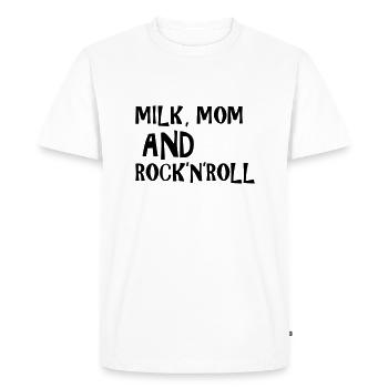 Milk, Mom and Rock 'N' Roll - Men's Premium Organic T-Shirt - white - Front - Nico (187cm)