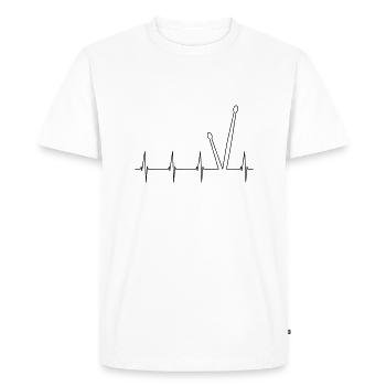 Battement de coeur de baguette, amour pour la batterie - T-shirt Premium bio Homme - blanc - Devant - Nico (187cm)