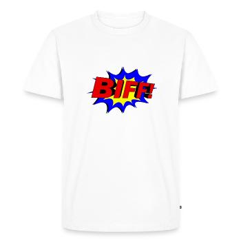 Slogan BIFF! - T-shirt Premium bio Homme - blanc - Devant - Nico (187cm)