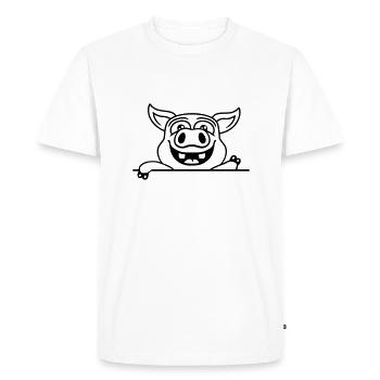 Sympathique cochon d’écurie ondulant - T-shirt Premium bio Homme - blanc - Devant - Nico (187cm)