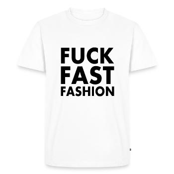 Fuck fast fashion - T-shirt Premium bio Homme - blanc - Devant - Nico (187cm)