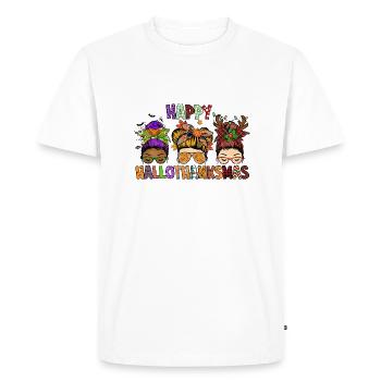 Happy Hallothanksmas - Men's Premium Organic T-Shirt - white - Front - Nico (187cm)