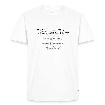 widowed Mama saying - Men's Premium Organic T-Shirt - white - Front - Nico (187cm)