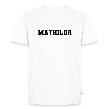Name - Mathilda - Men's Premium Organic T-Shirt - white - Front - Nico (187cm)