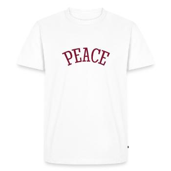 Peace and Love Slogan - Frieden - Men's Premium Organic T-Shirt - white - Front - Nico (187cm)