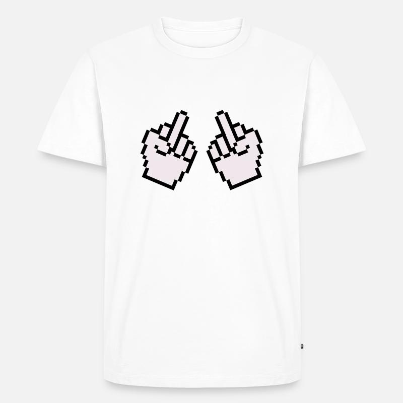 mittelfinger pixel 2 - Männer Premium Bio T-Shirt - Weiß