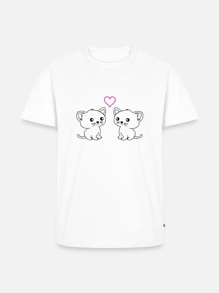 süße katzen love - Männer Premium Bio T-Shirt - Weiß