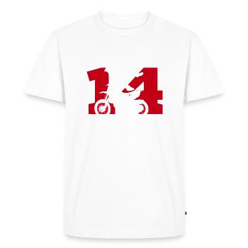 Moto 14 motard - T-shirt Premium bio Homme - blanc - Devant - Nico (187cm)