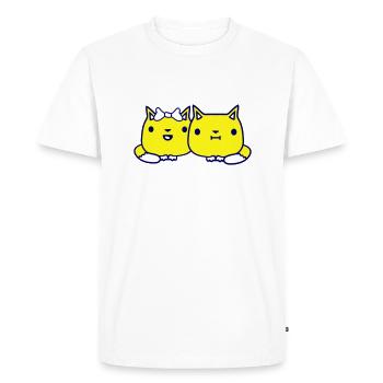 Deux chats couple 2 couple romantique amoureux - T-shirt Premium bio Homme - blanc - Devant - Nico (187cm)