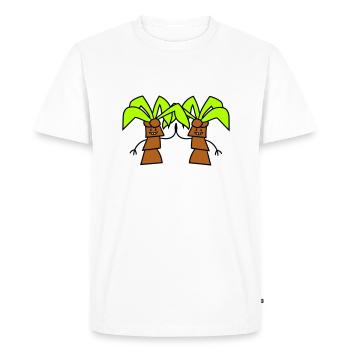 2 drôle mignon palmiers salutation équipe de visage comique - T-shirt Premium bio Homme - blanc - Devant - Nico (187cm)