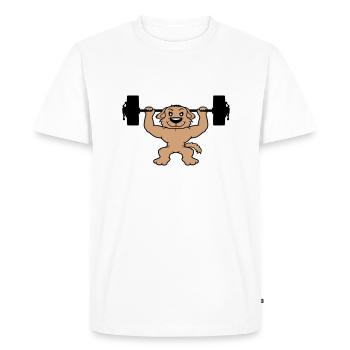 Chien Bodybuilder Muscles forts Gym Haltérophilie - T-shirt Premium bio Homme - blanc - Devant - Nico (187cm)