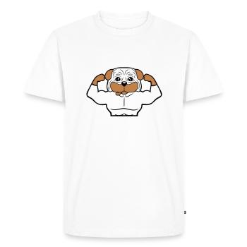 Chien Bodybuilder Muscles forts Gym Haltérophilie - T-shirt Premium bio Homme - blanc - Devant - Nico (187cm)