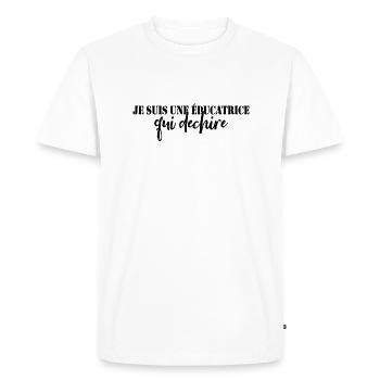 je suis Une éducatrice qui dechire - T-shirt Premium bio Homme - blanc - Devant - Nico (187cm)