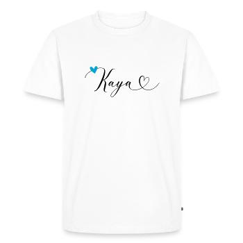 Kaya Nom Prénom Calligraphie Coeur - T-shirt Premium bio Homme - blanc - Devant - Nico (187cm)