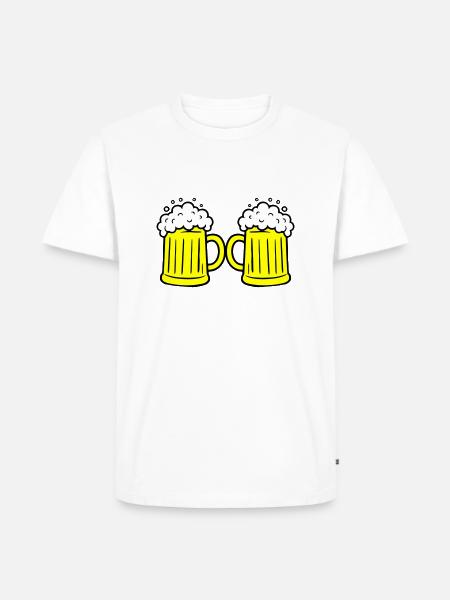 Bierglas Anstoßen - Männer Premium Bio T-Shirt - Weiß