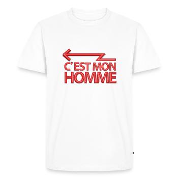 C'est-mon-homme - T-shirt Premium bio Homme - blanc - Devant - Nico (187cm)