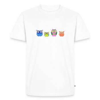 Owl, owls, owls, colorful, family, illustrations - Men's Premium Organic T-Shirt - white - Front - Nico (187cm)