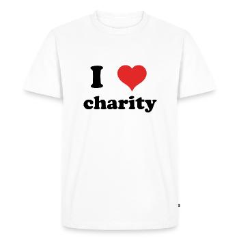 J’aime la charité - T-shirt Premium bio Homme - blanc - Devant - Nico (187cm)