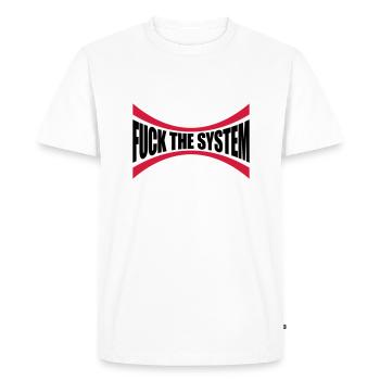 Logo J'emmerde le système - T-shirt Premium bio Homme - blanc - Devant - Nico (187cm)