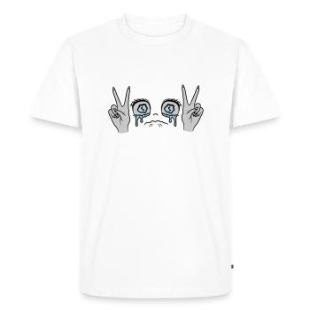 Female Victory Hand Signal Girl - Men's Premium Organic T-Shirt - white - Front - Nico (187cm)