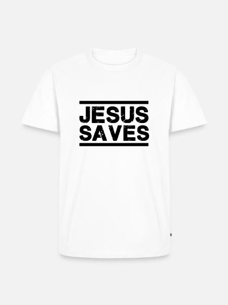 Jesus saves - Men's Premium Organic T-Shirt - white