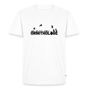 Chemise d’ornithologue - T-shirt Premium bio Homme - blanc - Devant - Nico (187cm)