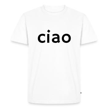 Ciao – Design de salutation italien classique - T-shirt Premium bio Homme - blanc - Devant - Nico (187cm)