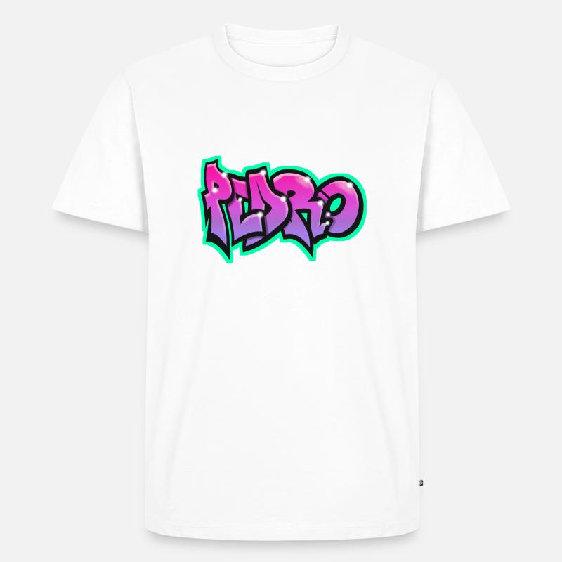 PEDRO Graffiti Sweatshirt Cap T-Shirt - Männer Premium Bio T-Shirt - Weiß